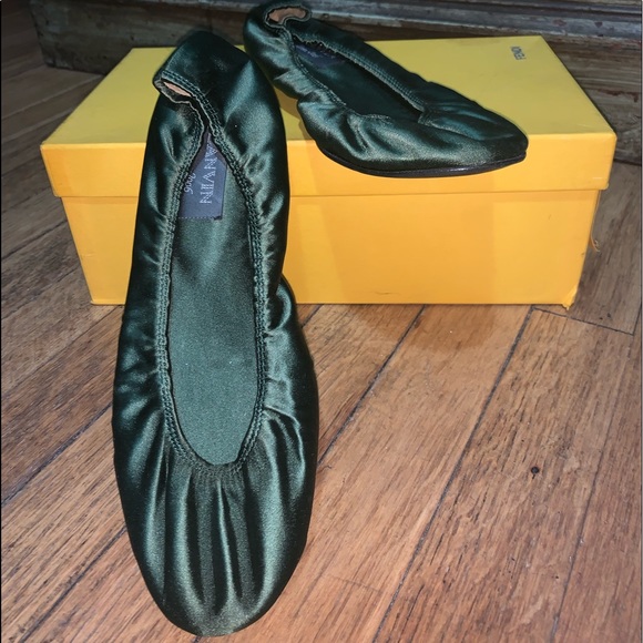 Lanvin, Forest Green Satin Ballet Slippers, Sz 41, NWOB - Picture 7 of 8
